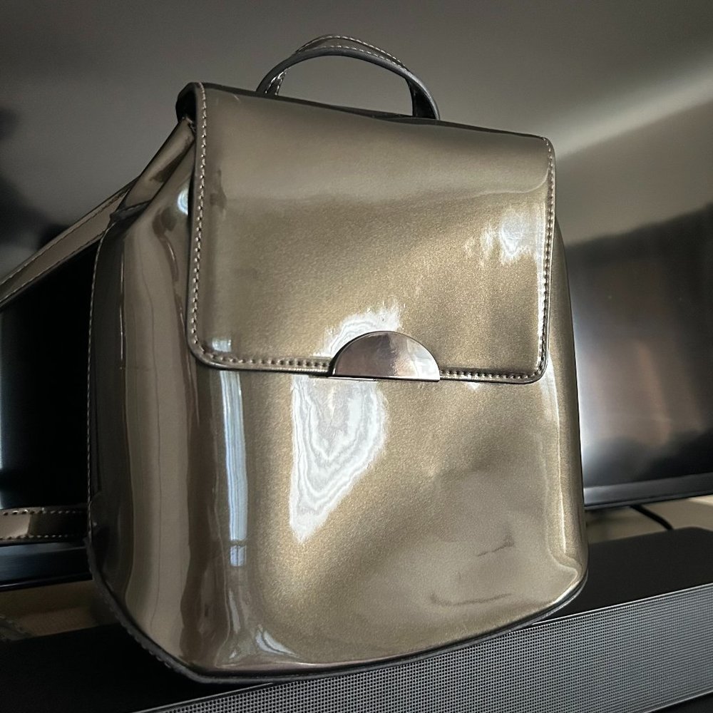 Bronze Metallic Vegan Leather Mini Backpack